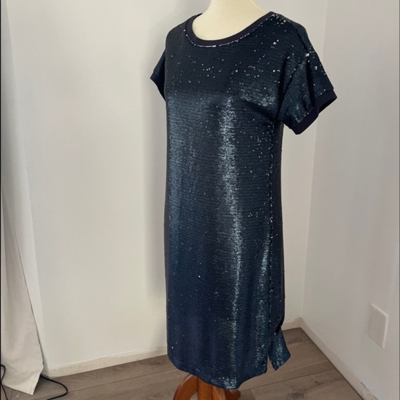 ANTHRO Moulinette Soeurs Interstella Blue Sequin Midi Shift Dress size XS - Picture 6 of 10
